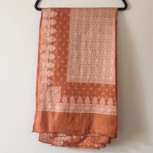 Orange/White/Silver Saree